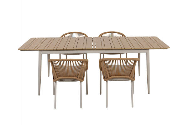 Malmø Nora Havemøbelsæt - 100x180/235 cm - Gråhvid