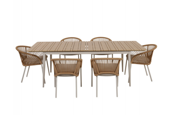 Malmø Nora Havemøbelsæt - 100x180/235 cm - Gråhvid