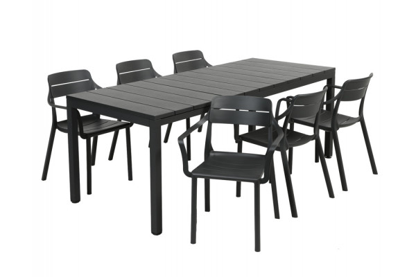 Nardi Rio Cassia Havemøbelsæt 140-210cm - Antracit