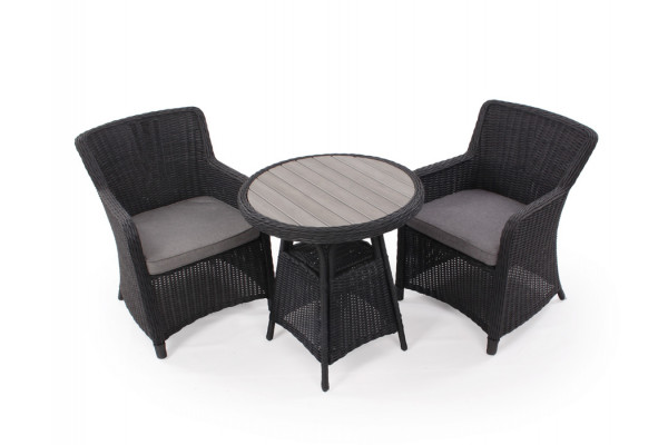 Rio Sort Cafesæt m/2 spisestole - Ø 70 cm